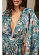 Scarlett - špeciálne, vzorované maxi šaty s prekríženou látkou na chrbte, z light saténového materiálu