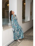 Scarlett - špeciálne, vzorované maxi šaty s prekríženou látkou na chrbte, z light saténového materiálu