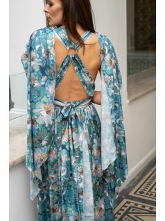   Scarlett - špeciálne, vzorované maxi šaty s prekríženou látkou na chrbte, z light saténového materiálu