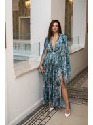 Scarlett - špeciálne, vzorované maxi šaty s prekríženou látkou na chrbte, z light saténového materiálu