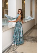 Scarlett - špeciálne, vzorované maxi šaty s prekríženou látkou na chrbte, z light saténového materiálu