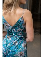 Zelma -  vzorované maxi šaty s hlbokým výstrihom a špagetovými ramienkami, z light saténového materiálu