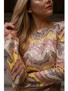 Stefin - farebné, flitrové mini šaty s dlhým rukávom a hlbokým V výstrihom na chrbte