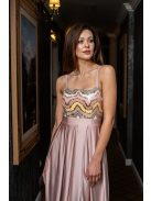 Gladys - farebné, maxi šaty s flitrovým topom a elastickou púdrovou sukňou