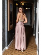 Gladys - farebné, maxi šaty s flitrovým topom a elastickou púdrovou sukňou