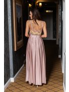 Gladys - farebné, maxi šaty s flitrovým topom a elastickou púdrovou sukňou