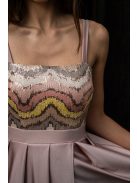 Gladys - farebné, maxi šaty s flitrovým topom a elastickou púdrovou sukňou