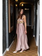 Gladys - farebné, maxi šaty s flitrovým topom a elastickou púdrovou sukňou