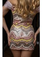Ingrid - farebné, flitrované, mini šaty bez ramienok