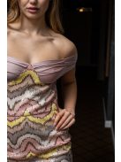 Ingrid - farebné, flitrované, mini šaty bez ramienok