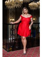 Inez - červené mini šaty s trblietavým tylom,  nariaseným topom a romantickými rukávmi