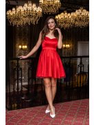 Dália - červené mini šaty so zaväzovaním na chrbte, z tylového materiálu, štrasovou aplikáciou