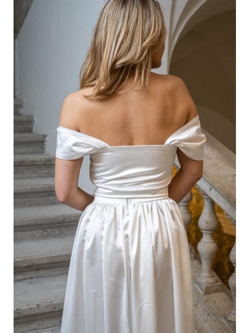 Rebeka - biely saténový crop top