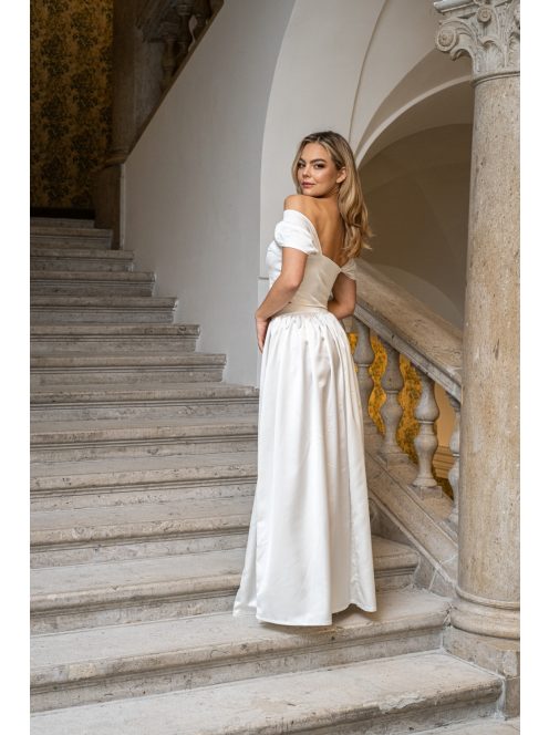 Rebeka - biely saténový crop top