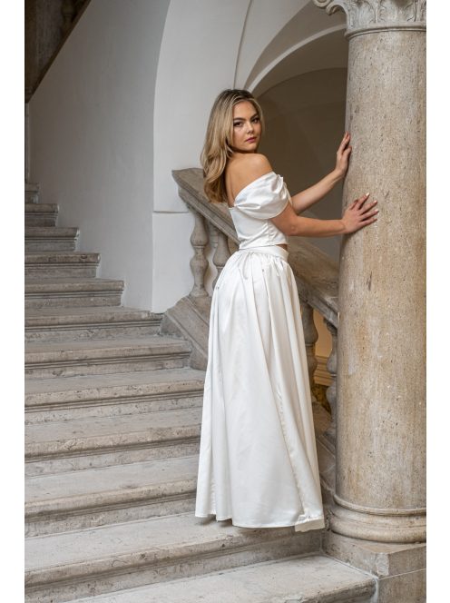 Rebeka - biely saténový crop top