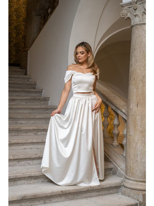 Rebeka - biely saténový crop top