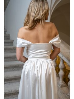 Rebeka - biely saténový crop top