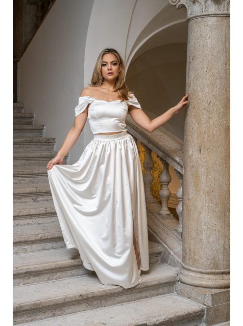 Rebeka - biely saténový crop top