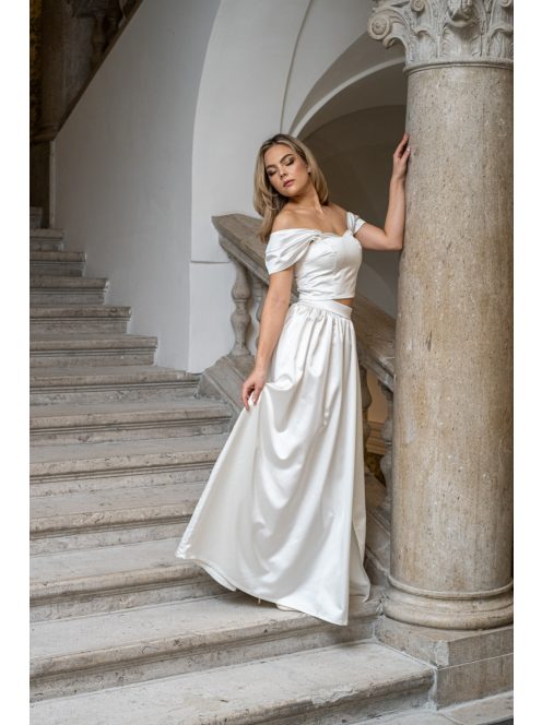 Rebeka - biely saténový crop top