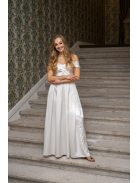 Audrey - saténové maxi šaty so srdiečkovým výstrihom, v bielej farbe