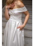 Audrey - saténové maxi šaty so srdiečkovým výstrihom, v bielej farbe