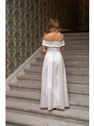 Audrey - saténové maxi šaty so srdiečkovým výstrihom, v bielej farbe