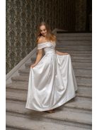 Audrey - saténové maxi šaty so srdiečkovým výstrihom, v bielej farbe