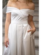 Audrey - saténové maxi šaty so srdiečkovým výstrihom, v bielej farbe