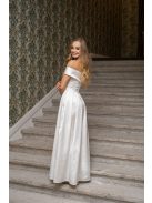 Audrey - saténové maxi šaty so srdiečkovým výstrihom, v bielej farbe