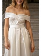 Audrey - saténové maxi šaty so srdiečkovým výstrihom, v bielej farbe