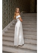 Audrey - saténové maxi šaty so srdiečkovým výstrihom, v bielej farbe