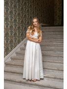 Audrey - saténové maxi šaty so srdiečkovým výstrihom, v bielej farbe