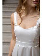 Evelin - saténové maxi šaty s volánovým lemom a  hrubými ramienkami, v bielej farbe