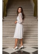 Csinszka - čipkované midi šaty s dlhým rukávom, v bielej farbe