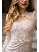 Lotti - čipkované, puzdrové mini šaty s dlhým rukávom, v bielej farbe