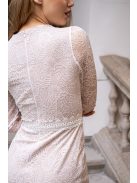 Lotti - čipkované, puzdrové mini šaty s dlhým rukávom, v bielej farbe