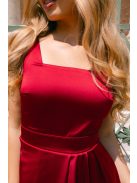 Maya - bordópiros szatén alkalmi ruha átlapolt rakásos szoknyával