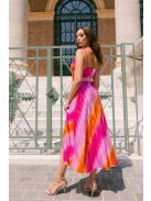 Yvonne - színes pliszírozott midi ruha spagetti pánttal 