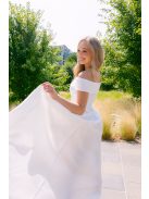 Boundless - fehér jacquard maxi ruha ejtett vállakkal és aszimmetrikus szoknyával