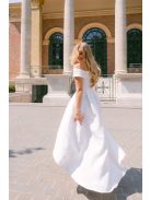 Boundless - fehér jacquard maxi ruha ejtett vállakkal és aszimmetrikus szoknyával