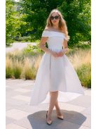 Boundless - fehér jacquard maxi ruha ejtett vállakkal és aszimmetrikus szoknyával