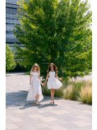 Boundless - fehér jacquard maxi ruha ejtett vállakkal és aszimmetrikus szoknyával