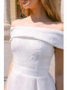 Boundless - fehér jacquard maxi ruha ejtett vállakkal és aszimmetrikus szoknyával