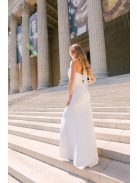 Lia - fehér színű matt anyagú maxi ruha keresztezett felsőrésszel és nyakban megkötős pánttal