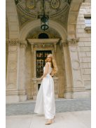 Maya – fehér light szatén maxi ruha átlapolt rakott szoknyával