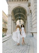 Maya – fehér light szatén maxi ruha átlapolt rakott szoknyával