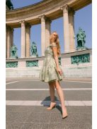 Frida anyagában mintás jacquard mini ruha halványzöld színben