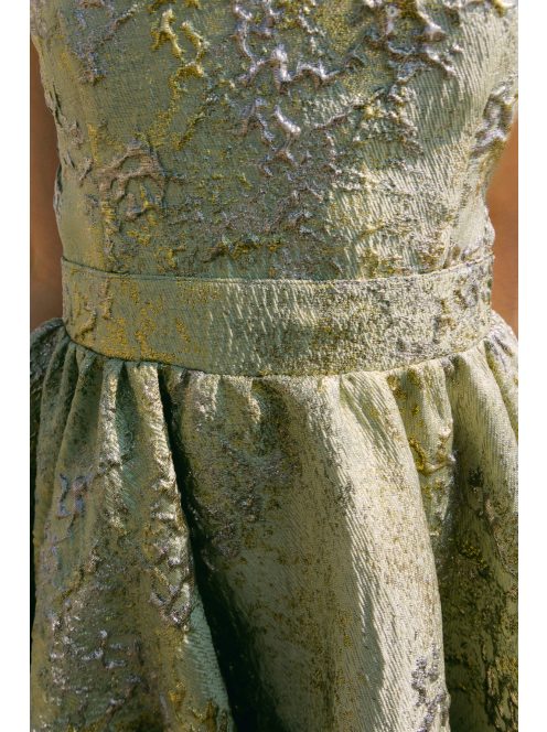 Frida anyagában mintás jacquard mini ruha halványzöld színben