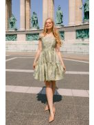 Frida anyagában mintás jacquard mini ruha halványzöld színben