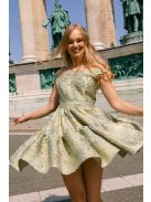 Frida anyagában mintás jacquard mini ruha halványzöld színben